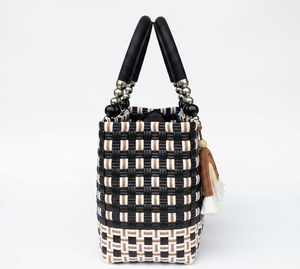 Sac fourre-tout tissé à la main, style bohème, avec breloque arc-en-ciel, panier de plage d'été, sac à main écologique en plastique recyclé pour femme - Product Image 3