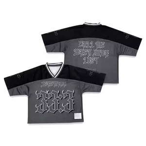 Customized Breathable <b>Mesh</b> 100% Polyester V-neck <b>Plus</b> <b>Size</b> Short Sleeve Training Lacrosse Green American Football Shirt - Product Image 2