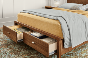 เตียงฐานเตี้ยสไตล์มินิมอลแบบญี่ปุ่น |   หัวเตียงไม้ธรรมชาติแบบลอยตัว - Product Image 2
