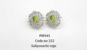 08441 Boucles d'oreilles créoles vintage à motif floral, plaquées Mehandi, avec centre ovale, style statement, et boucles d'oreilles à clous vintage à motif floral pour soirée - Product Image 2