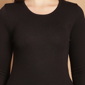 Customizable Women's Long Sleeve O-Neck <b>Crop</b> <b>Top</b> Appliques Hole Eco-Friendly Spandex/Cotton Fabric Streetwear T-Shirt BD - Product Image 1