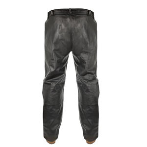 Pantalon en cuir noir pour homme, taille haute, coupe droite, style motard, avec fermeture à boucle, poches latérales, vêtements d'hiver - Product Image 2
