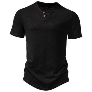 Camiseta Henley para Hombre, Manga Corta, Mezcla de Algodón, Corte Personalizado, Casual, Verano, Directo de Fábrica, OEM, ODM, Talla Personalizada, MOQ Bajo, Envío a Todo el Mundo - Product Image 2