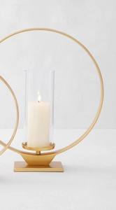 เชิงเทียนโลหะทรงกลมสีทองทันสมัยพร้อมปลอกแก้วทรงเรขาคณิตสำหรับงานแต่งงานในตะวันออกกลาง - Product Image 5