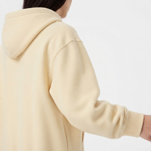 Ensemble de survêtement premium pour femme, jaune clair, avec sweat à capuche court à épaules tombantes et short en polaire, style décontracté pour l'automne - Product Image 4