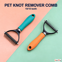Râteau démêlant pour animaux de compagnie en acier inoxydable TPR, peigne double face pour enlever les nœuds, brosses pour poils de chien et chat, démêlage des poils lâches