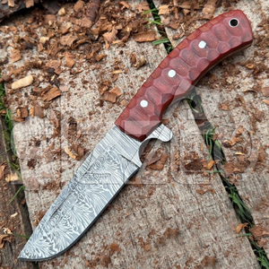 Couteau de chasse artisanal en acier Damas sur mesure OEM, couteau à lame fixe pour le camping et les activités de plein air, couteau EDC avec étui en cuir, cadeau - Product Image 2