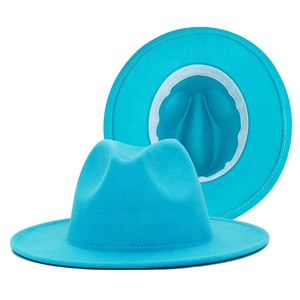 Wholesale Custom Made Fedora Hats Solid Color Custom Fedora Hat Men Women <b>Wide</b> Brim Fedora Premium Quality manufacturer - Product Image 6