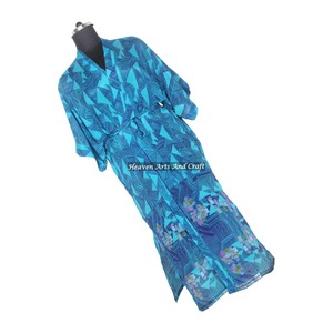 KL005 2026 Spring Women Vintage Sari Kimono Long Sleeve Stylish Multi Color <b>Winter</b> Autumn Nightgown Full Length Silk - Product Image 6