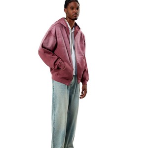 Fabricant de vêtements Streetwear – Sweat à capuche décontracté pour homme, effet vieilli, motif uni, manches longues et logo frontal, respirant - Product Image 2