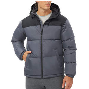 WARPRO INDUSTRY Unisex <b>Red</b> Collarless Puffer <b>Jacket</b> Front Logo <b>Waterproof</b> Casual Winter Thick 300g Polyester Wadding Regular Fit - Product Image 3