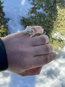 <b>Iced</b> Out GOAT Hip Hop <b>Ring</b> for Men 14k Yellow Gold Plated 925 Sterling Silver Moissanite Diamond Bling Statement Jewelry - Product Image 6