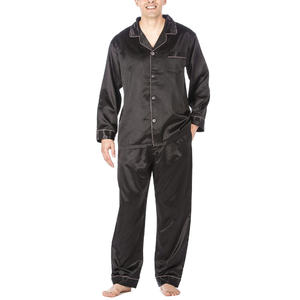Pijama de Seda Pura de Alta Calidad 2026, Ropa de Dormir para Hombre, Camiseta de Manga Larga y Pantalones de Seda - Product Image 1