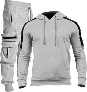 Ensemble de survêtement deux pièces personnalisé, style tendance, motif uni, grande taille, logo imprimé, hiver, prix bas, 100% coton - Product Image 2