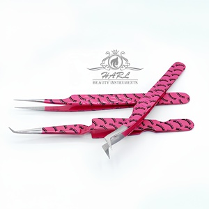 Juego de Pinzas para Pestañas HARL, Pinzas de Precisión de Acero Inoxidable con Diseño de Pestañas Rosadas para Aplicación de Pestañas, Pinzas para Extensión de Pestañas - Product Image 5