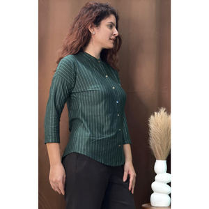 Camisas de Oficina para Mujer, Estilo Vintage, Modal y Poliéster, Cierre de Botones, Manga Raglán, Ropa Formal de Trabajo para Comercio Global - Product Image 4