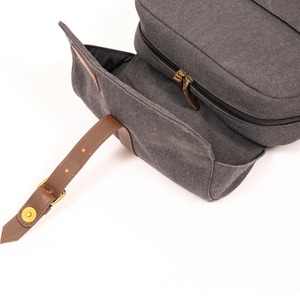 ECO Laptop <b>Backpack</b> GRS Cotton GRS PU Leather Fashion <b>Computer</b> <b>Backpack</b> with Leather LOGO - Product Image 5