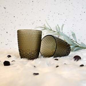 Juego de Vasos de Vidrio con Textura Única Gleam, 2 Unidades, Capacidad de 400 ml (20 oz), Vidrio Transparente Sólido, Tapa y Pajita, para Hoteles, Regalos y Presentaciones - Product Image 4