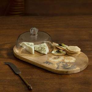 Acacia Wood Cupcake Display <b>Server</b> Dessert Tray <b>Cake</b> Stand Holder Clear Acrylic Dome Lid <b>Cake</b> Stands for Wedding <b>Cakes</b> - Product Image 5