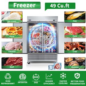 Congelador Comercial ORIKOOL de 54 Pulgadas, 49 Pies Cúbicos, 2 Puertas Sólidas, Congeladores Verticales de Acero Inoxidable, Aprobado por ETL, Almacenamiento Vertical - Product Image 3