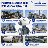 Vanne à boisseau sphérique pneumatique en céramique à port en V WCB PN16 pour régulation de milieux abrasifs, ciment, traitement des eaux usées, vente directe usine