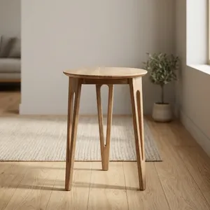 Modern <b>Round</b> Wood Side <b>Table</b> Scandinavian Design Handmade Living Room Furniture Three-Leg Base - Product Image 5