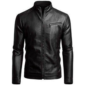 Men's <b>Leather</b> Biker <b>Jacket</b> Genuine <b>Leather</b> Casual Coat with Functional Design and Modern Appeal - Product Image 1