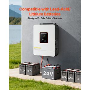 Inverter Solare Ibrido 3000W Onda Pura 24V DC 230V AC con Regolatore Solare MPPT 80A, Potenza di Uscita 6kW e 12kW - Product Image 4