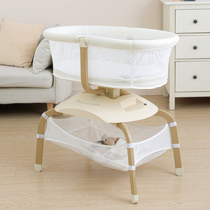 unique design wooden frame 2 in 1 Electric Baby gliding <b>Cot</b> Remote Control App-Controlled Auto Play EN Certify Newborn bassinet - Product Image 4