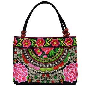 Export Quality Vintage Ethnic Canvas Embroidery Handbag Large Capacity Shoulder Bag for Women Shopping Available For Sale - Product Image 5