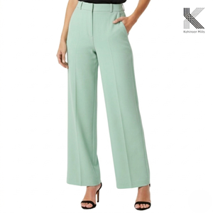 Pantalones Anchos Rojos de Alta Calidad para Mujer, Pantalones de Satén Elástico Grueso, Ropa Formal de Oficina, Poliéster - Algodón, Invierno, ODM Personalizado - Product Image 3