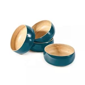 High Quality Mango Wood Salad Bowl <b>Small</b> Creative Design Fruit Tray New Custom Enameled Paint Serving Dinnerware Set Food - Product Image 2