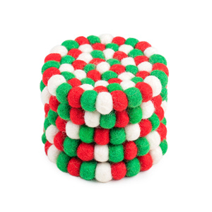 Handmade Wool Felt Ball Coasters Red Green White 10cm Durable Eco-Friendly Christmas <b>Cup</b> <b>Mat</b> Drink Trivets Wholesale Table Pad - Product Image 5