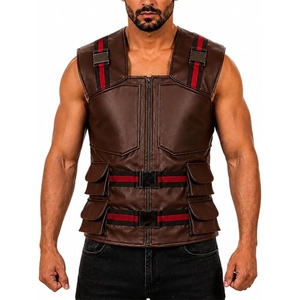 Custom Genuine Leather <b>Utility</b> <b>Vest</b> Mens Motorcycle Biker Riding Multi Pocket Zip Front Fashion Leather <b>Vest</b> - Product Image 1
