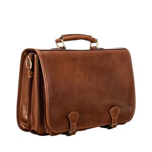 Sac messager en cuir pleine fleur véritable pour homme, mallette vintage en cuir marron vieilli avec laçage en laiton antique - Product Image 2