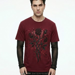 T-shirt graphique personnalisé violet pour homme, imprimé main ensanglantée, streetwear, t-shirt en coton, impression sérigraphique de haute qualité, vêtements de mode masculine - Product Image 5