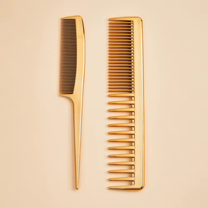 Peigne à cheveux double usage à queue de rat et à dents fines larges, ensemble de peignes de barbier et de styliste, peignes à cheveux anti-emmêlement avec acier inoxydable - Product Image 6