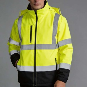 High Visibility Reflective Thickened Safety <b>Overalls</b> Custom Logo Winter Uniform ANSI Class 1 LED Flash <b>Waterproof</b> Polyester - Product Image 4