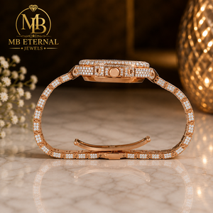 นาฬิกาหรู MB ETERNAL ประดับเพชร ตัวเรือนทรงแปดเหลี่ยมสีโรสโกลด์ ขนาด 38 มม. ระบบอนาล็อก ควอตซ์ สายแบบกำไลข้อมือสำหรับผู้หญิง พร้อมคริสตัลแซฟไฟร์ - Product Image 3