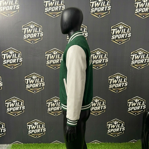 New Hampshire High Quality Varsity <b>Jacket</b> <b>Men's</b> Green <b>White</b> Leather Sleeve Embroidered Letterman Bomber Winter Casual Wear - Product Image 4