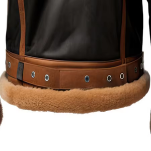 Chaqueta Casual de Invierno con Cierre de Cremallera, Diseño en Piel de Oveja Genuina, Impermeable, Transpirable, Resistente al Viento, Negra y Marrón, MOQ Bajo - Product Image 3