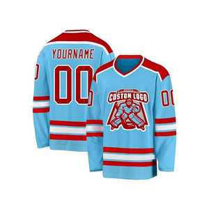 Maillot de hockey sur glace pour adulte à rayures thermocollées, service OEM, personnalisez votre propre design, 2026, vente en gros, coton/fibre de bambou 3D - Product Image 3