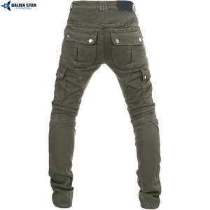 Pantalon de moto Daizen Star pour homme en polyester/coton vert olive avec panneaux renforcés et poches cargo pour toutes les saisons - Product Image 3