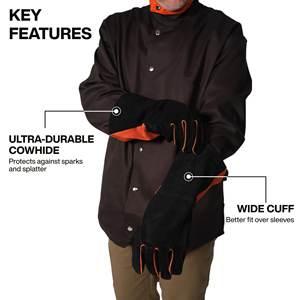 Gants de soudage résistants à la chaleur, gants de sécurité en cuir robustes, gants de travail industriels et pour travaux métalliques, gants de soudage à l'arc - Product Image 4