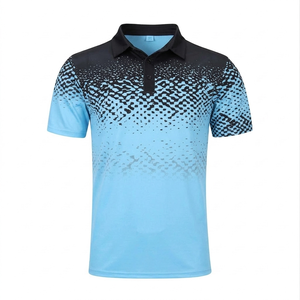 Camiseta polo personalizada para hombre, transpirable, de secado rápido, sublimada, al por mayor, de alta calidad, azul cielo, negra. - Product Image 1