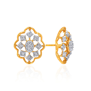 Pendientes de Diamantes Lumi Diamond Studs de Lujo en Oro Amarillo de 18K con Diseño Floral, Joyería de Diamantes Cultivados en Laboratorio en Forma de Princesa y Ovalados - Product Image 2