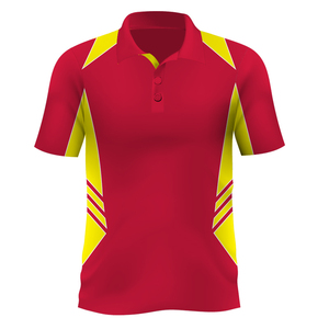 เสื้อโปโลผู้ชายสีแดงเหลือง แขนสั้น แห้งเร็ว ผ้าถัก สไตล์สปอร์ต - Product Image 1