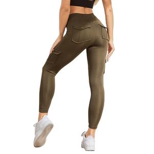 Leggings pour femmes à taille haute, effet push-up, longueur cheville, imprimés, avec poches, extensibles dans quatre directions, en Spandex/Nylon, taille élastique, coupe ajustée pour filles - Product Image 3