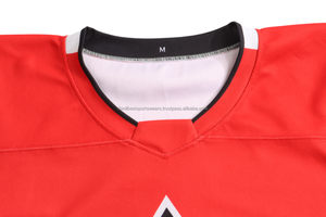 Maillot de hockey sur glace jaune personnalisé, col en V, manches longues, nom et numéro personnalisés, uniforme d'équipe unisexe, 100% polyester, maille respirante - Product Image 4