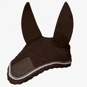 หมวกคลุมศีรษะม้าป้องกันแมลงวัน ดีไซน์โครเชต์ อุปกรณ์ขี่ม้าสุดหรูสำหรับนักขี่ม้ามืออาชีพ พร้อมโลโก้สีตามสั่ง - Product Image 3